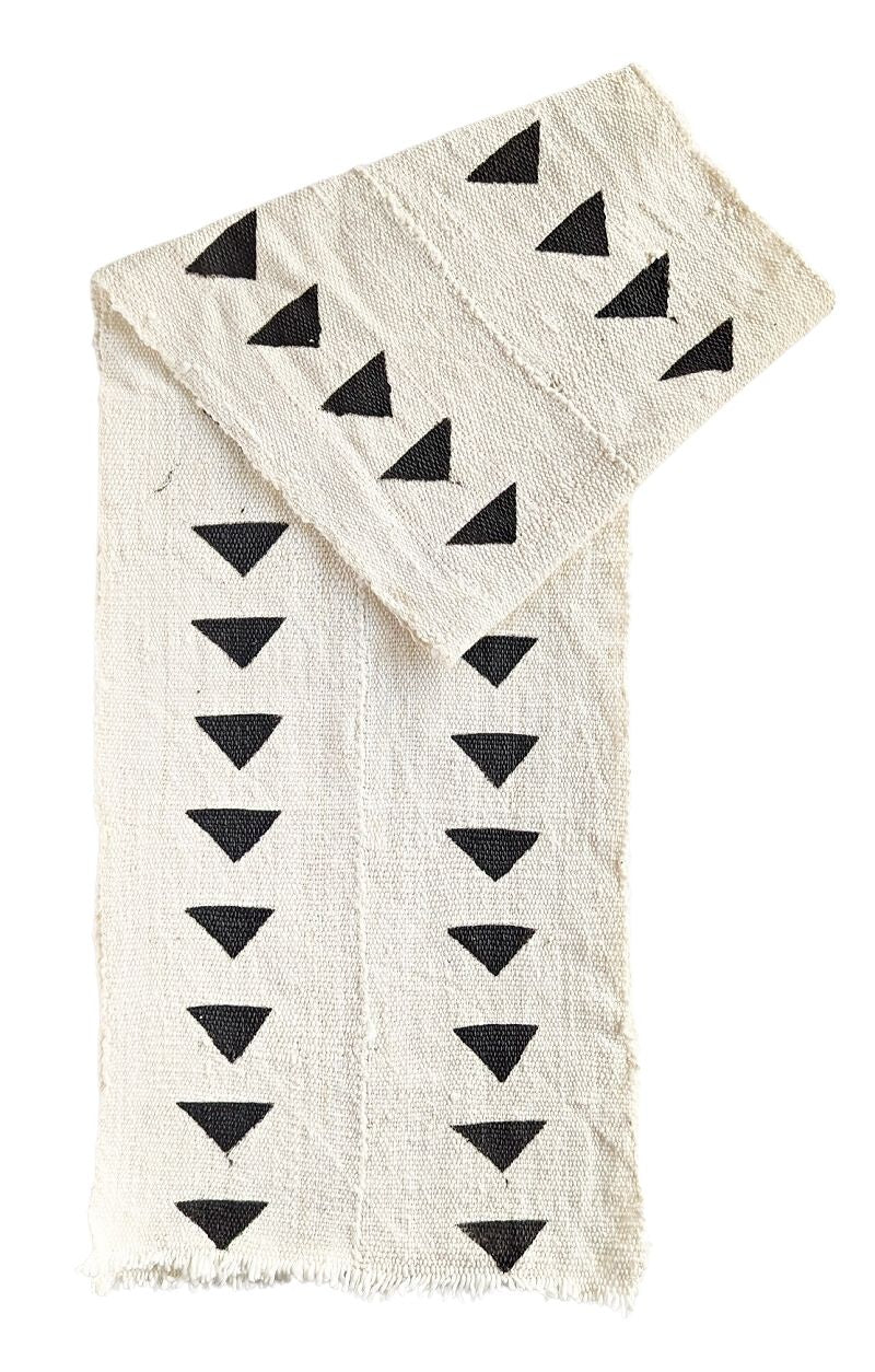 White Black Mud Cloth Table Runner/Scarf Triangles