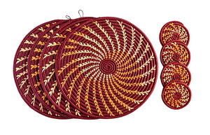 Set of 4 Woven Placemats + 4 Coasters