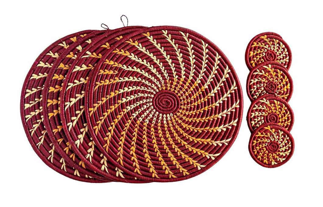 Set of 4 Woven Placemats + 4 Coasters