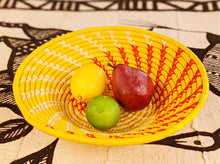 Set of 2 Yellow Woven Raffia Baskets