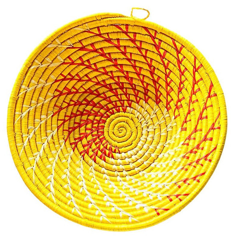 Large Yellow Woven African Basket